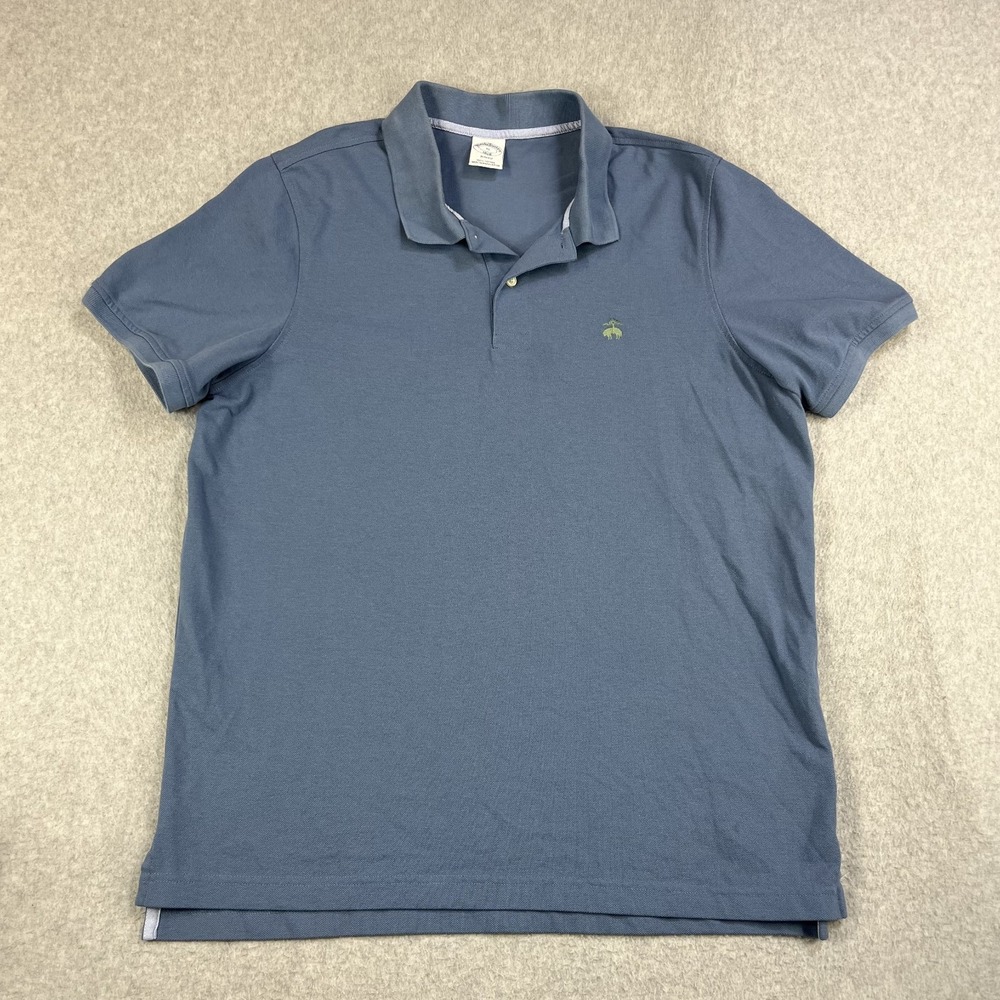 Brooks Brothers 1818 Polo Shirt Blue Mens XL Slim Fit Short Sleeve Pique 0422